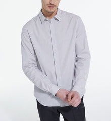 Striped Shirt With Classic Collar | Men | Grey x White