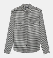 Check Wool Shirt With Classic Collar | Men | Black x White