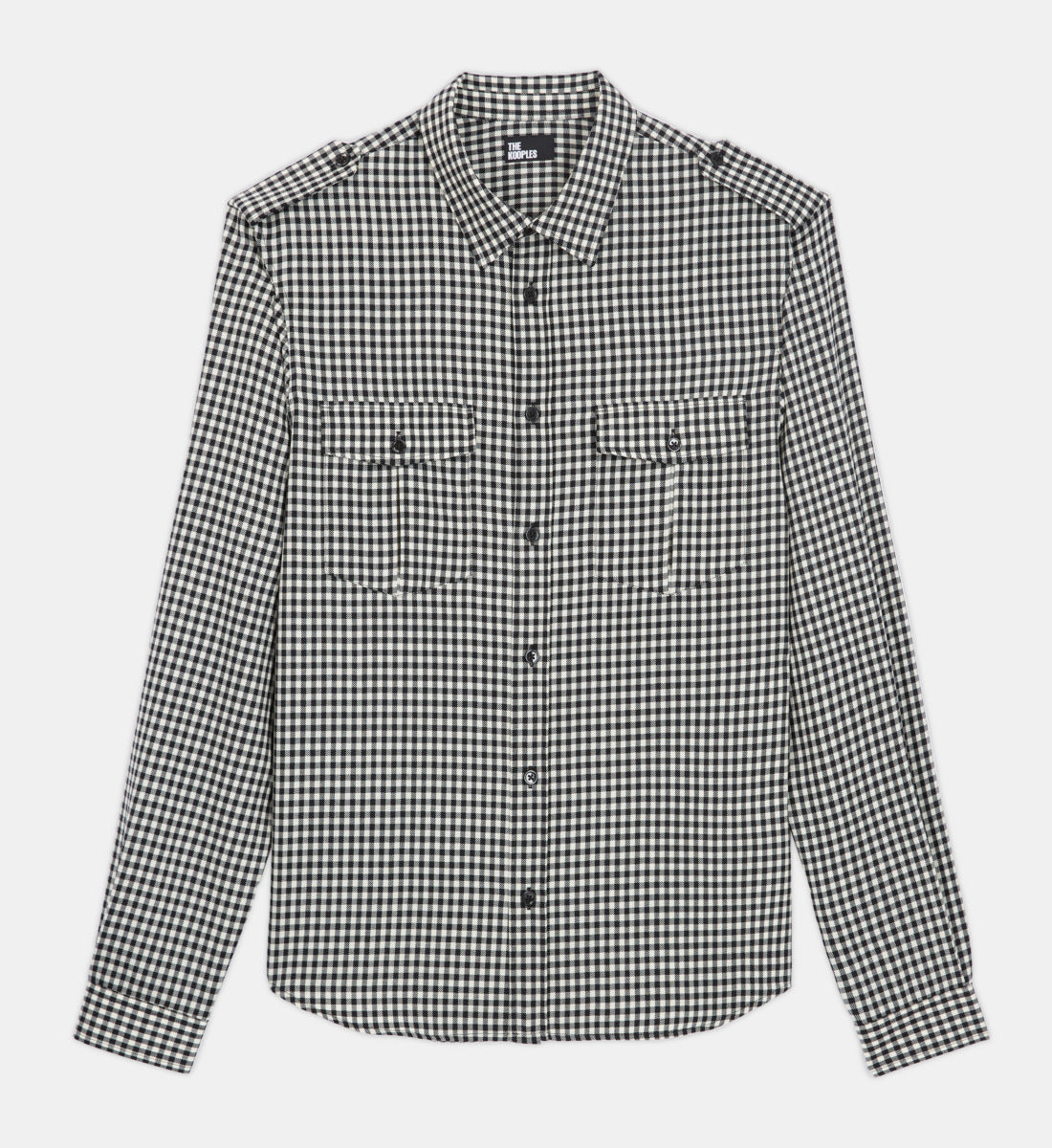 Check Wool Shirt With Classic Collar | Men | Black x White