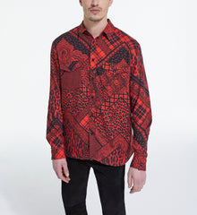 Printed Shirt With Classic Collar | Men | Black x Red