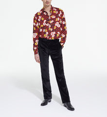 Floral Print Shirt With Classic Collar | Men | Multicolorlor x Red