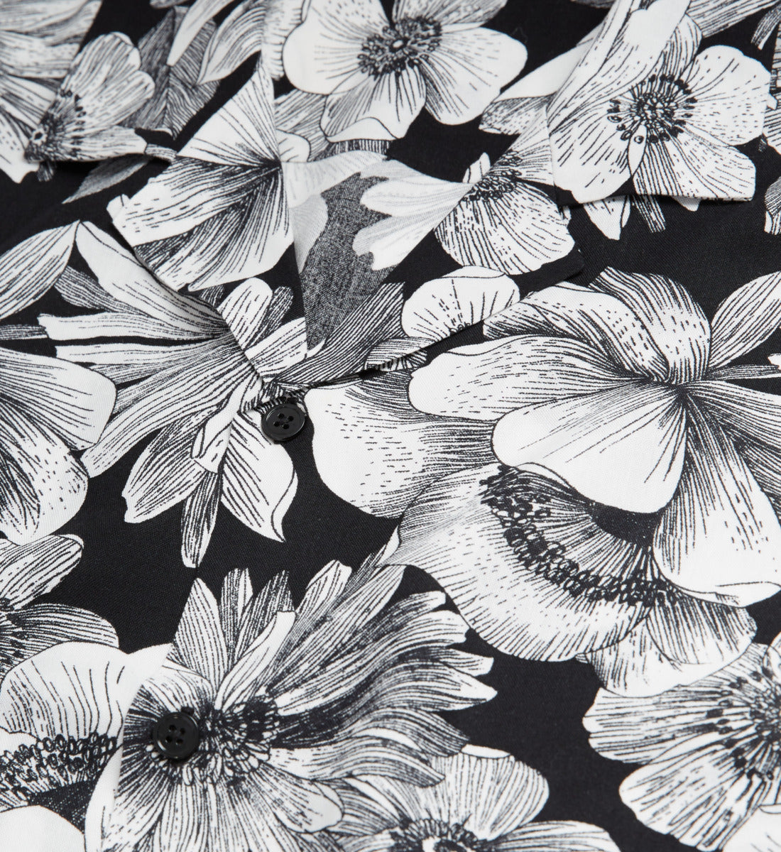 Floral Shirt With Hawaiian Collar | Men | Black x White