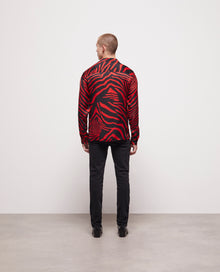 Printed Shirt With Hawaiian Collar | Men | Black x Red