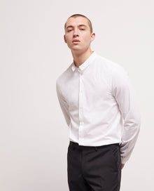 Slim-Fit Shirt With Officer Collar | Men | White