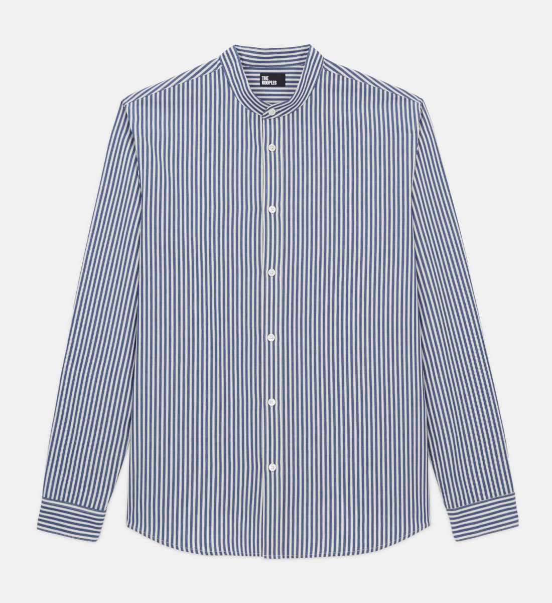 Blue-Striped Shirt With Officer Collar | Men | Blue White