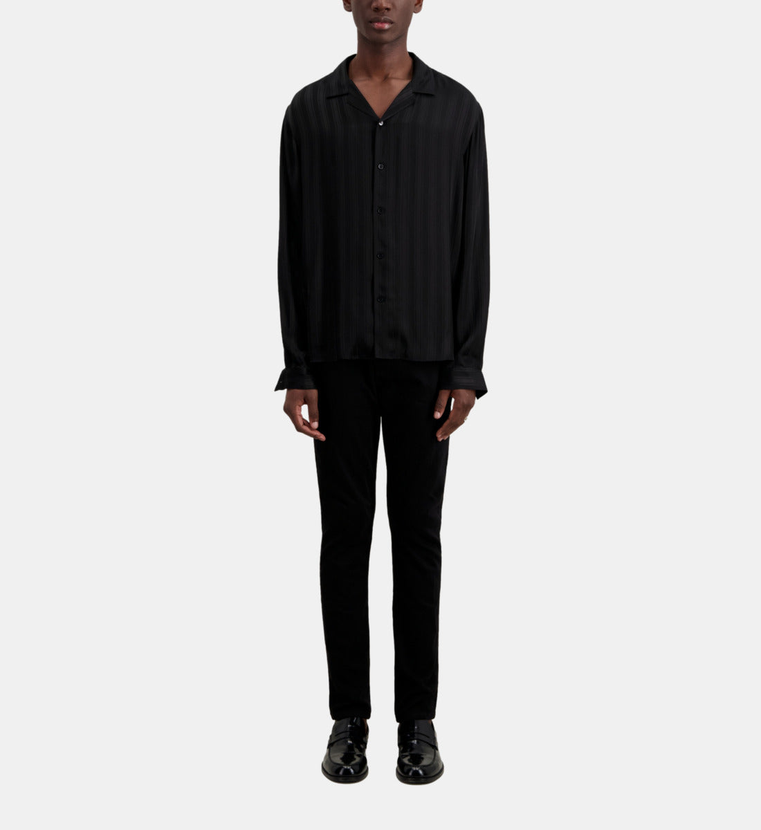 Striped Jacquard Shirt | Men | Black