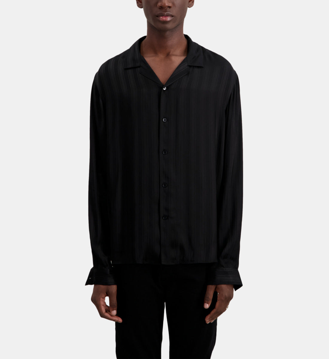 Striped Jacquard Shirt | Men | Black