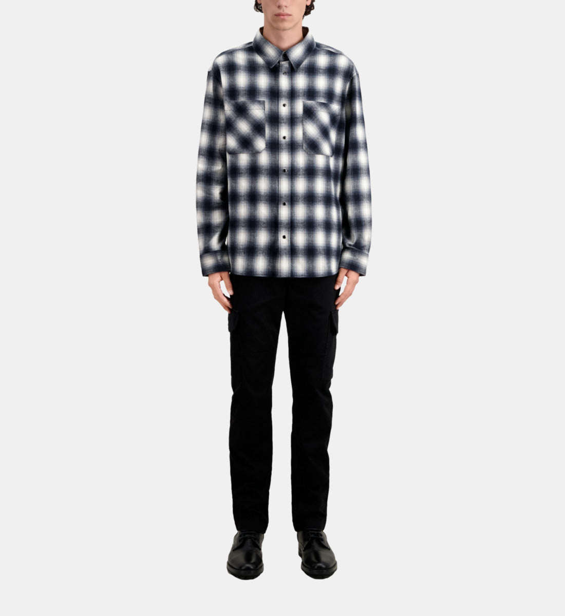 Checked Overshirt | Men | Black x White