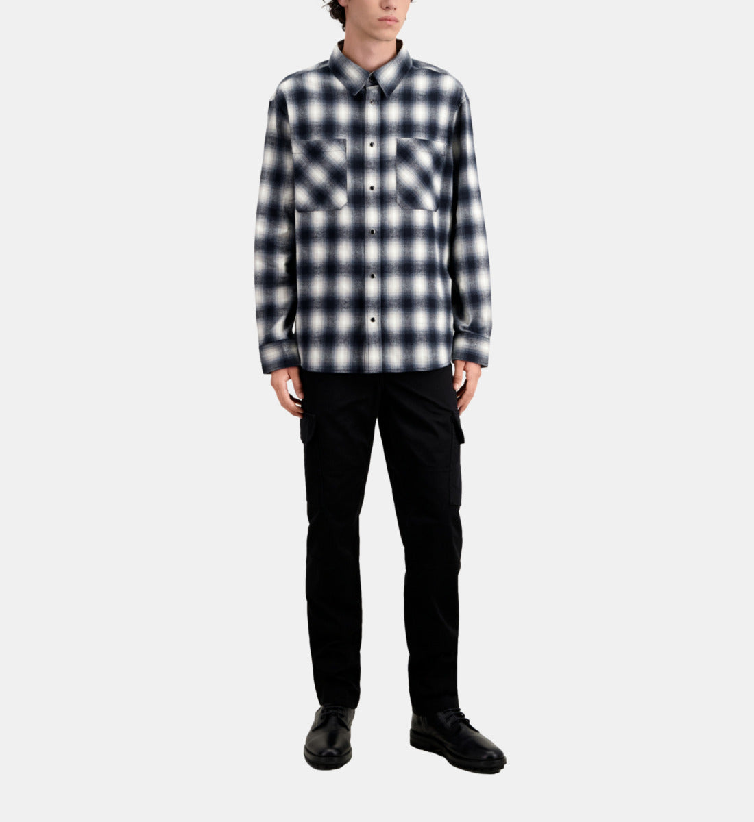 Checked Overshirt | Men | Black x White