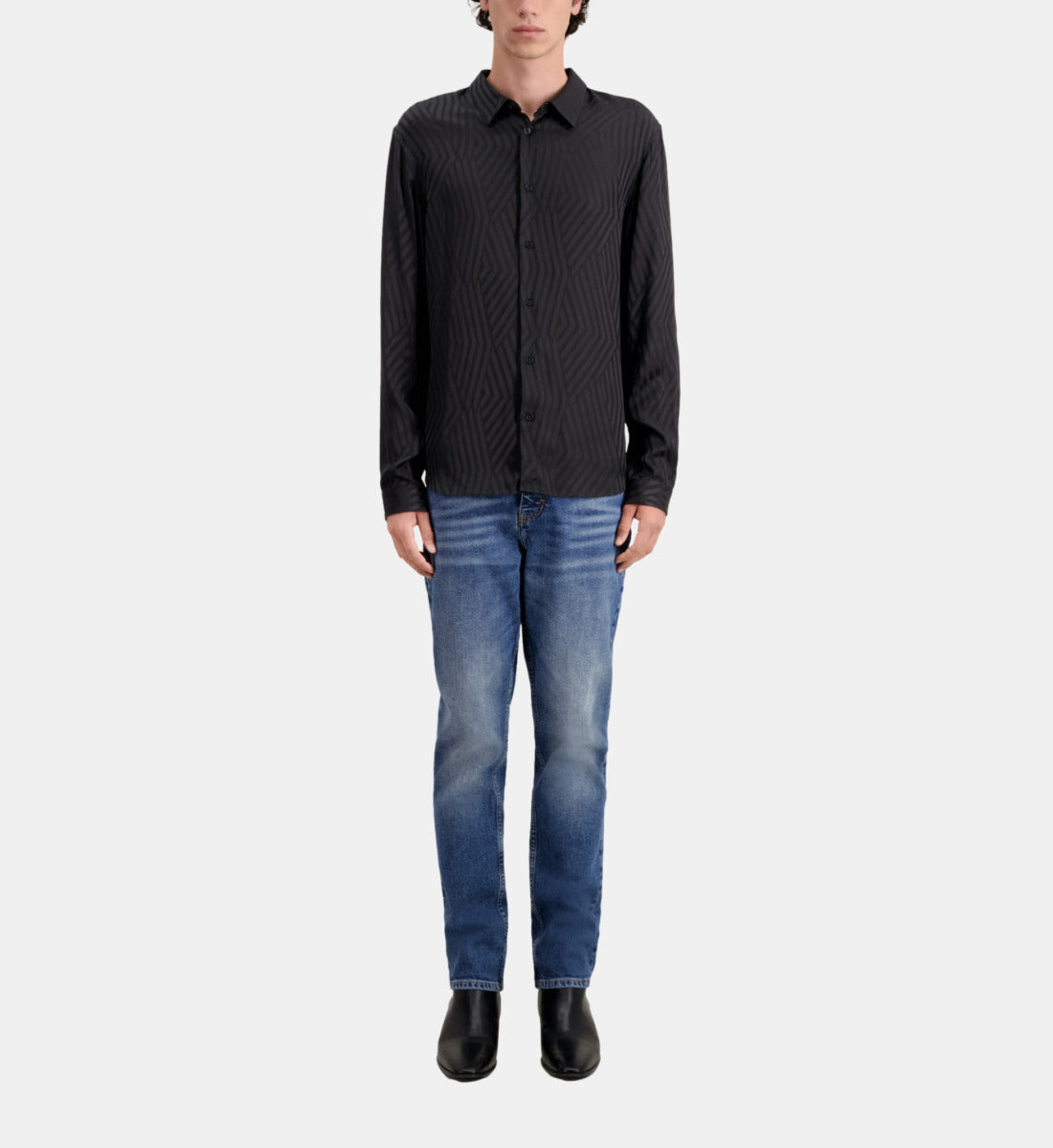 Geometric Jacquard Shirt | Men | Black