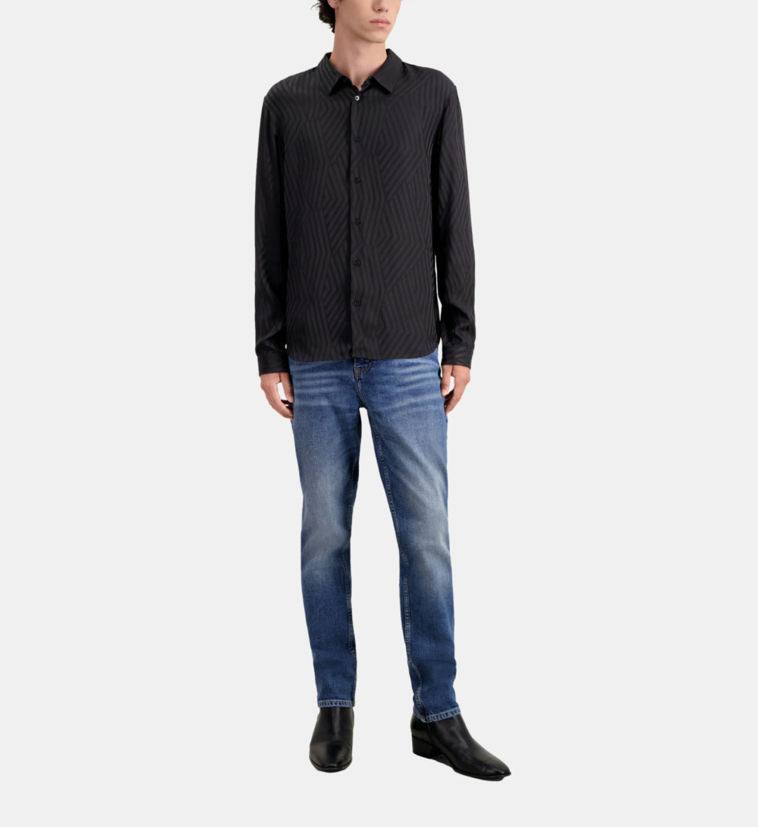 Geometric Jacquard Shirt | Men | Black