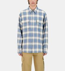 Light And Gray Checked Long Sleeve Shirt | Men | Blue Grey