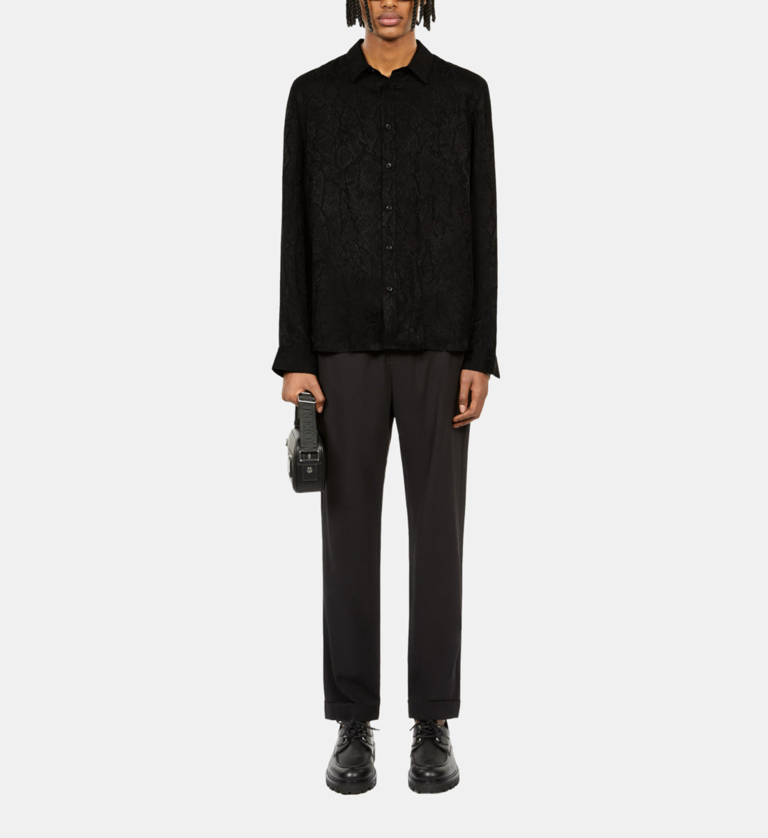 Snakeskin Jacquard Shirt | Men | Black