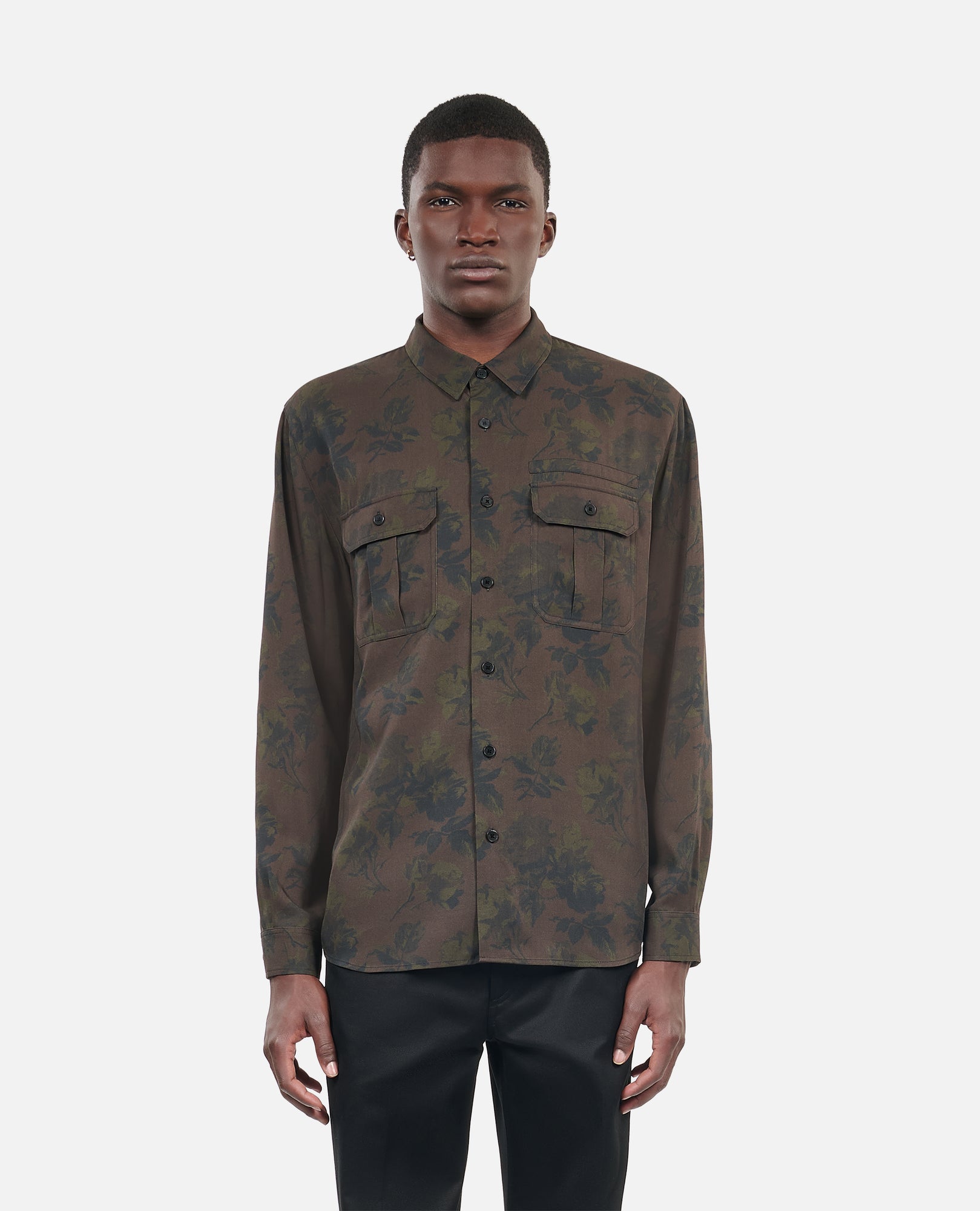 Floral Print Shirt | Men | Dark Brown