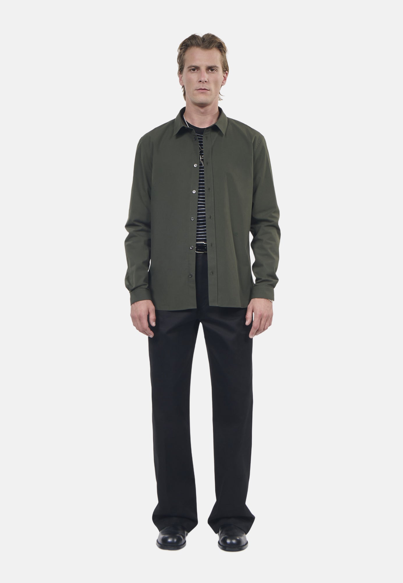 Khaki Poplin Shirt | Men | Dark Green