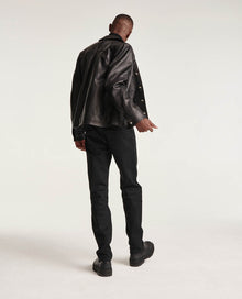 Smooth Leather Jacket Patch Pockets | Men | Black