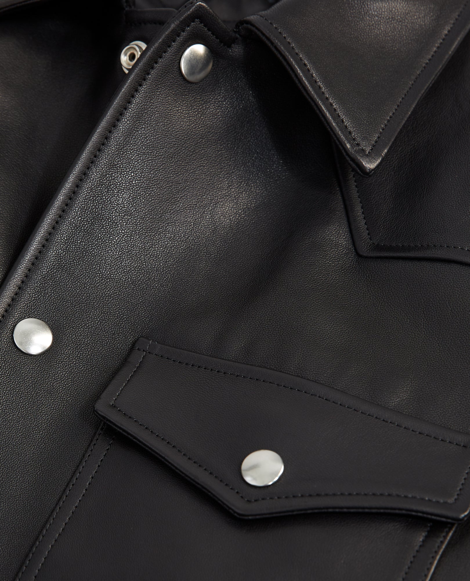 Smooth Leather Jacket Patch Pockets | Men | Black