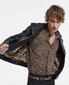 Leather Jacket With Leopard Print Lining | Men | Black