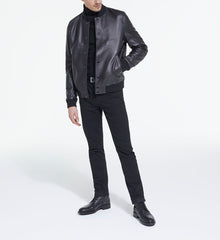 Leather Jacket With Leopard Print Lining | Men | Black