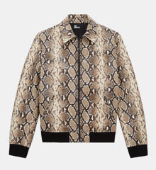 Snakeskin-Effect Leather Jacket | Men | Python Beige