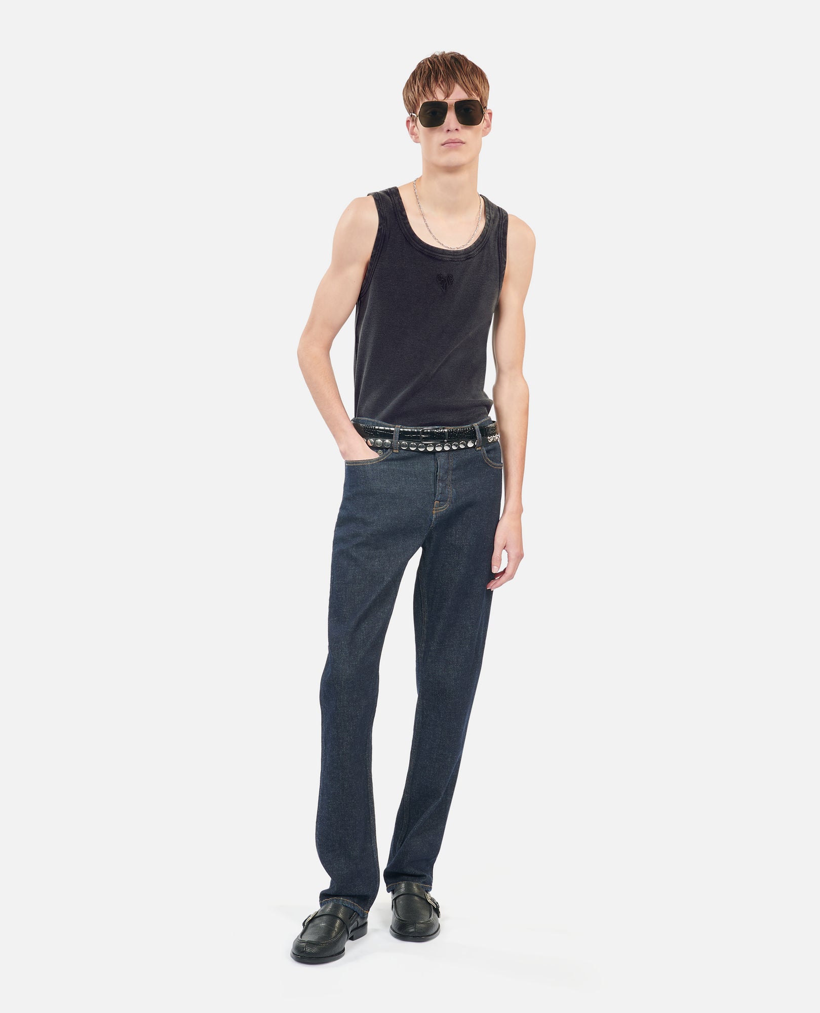 Kooples Heart Tank Top | Men | Black Washed