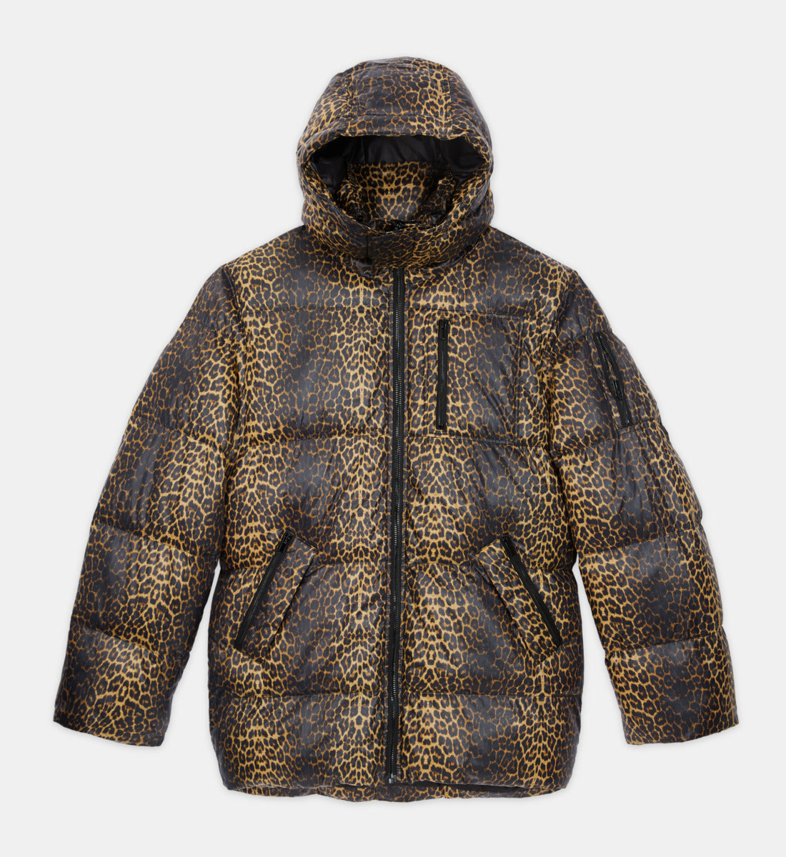 Print Oversized Down Jacket | Men | Leopard