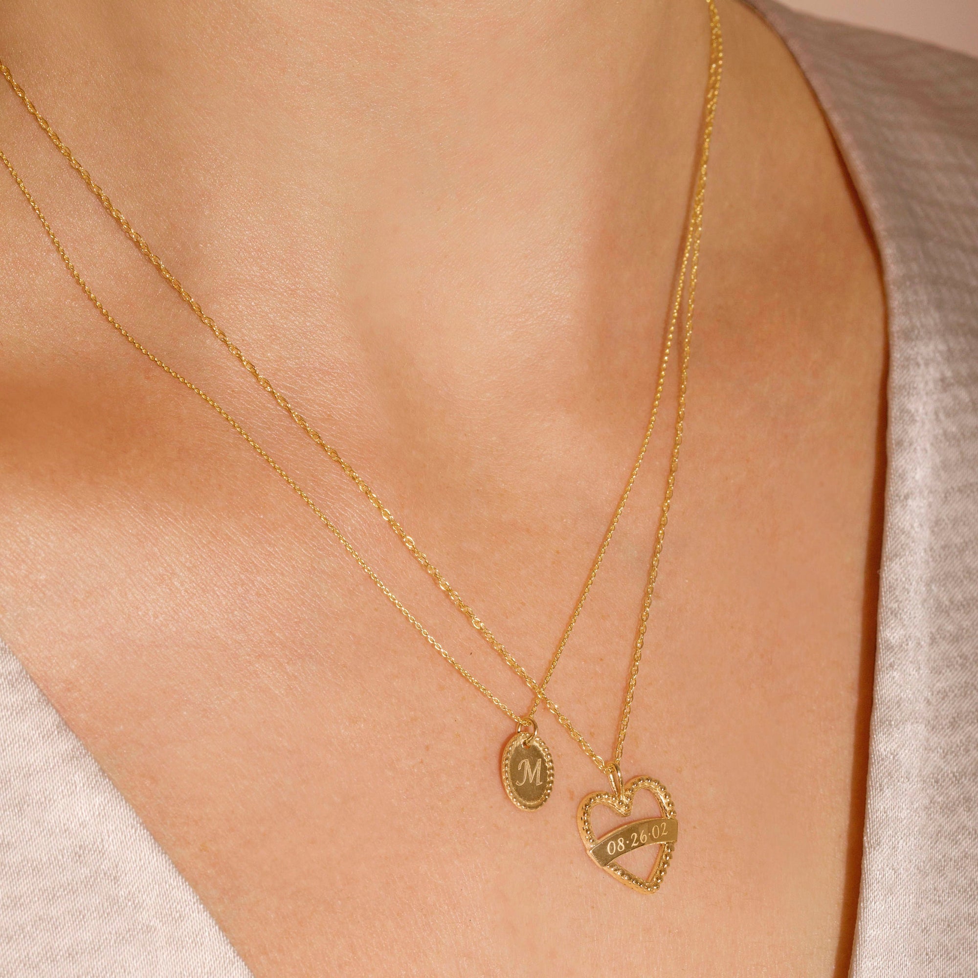 Heart On Your Sleeve Banner Necklace | 10K Solid Yellow Gold