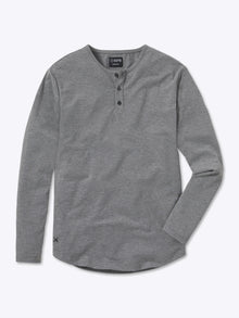 AO Long Sleeve Henley Curve-Hem | Heather Grey Signature-fit PYCA Pro