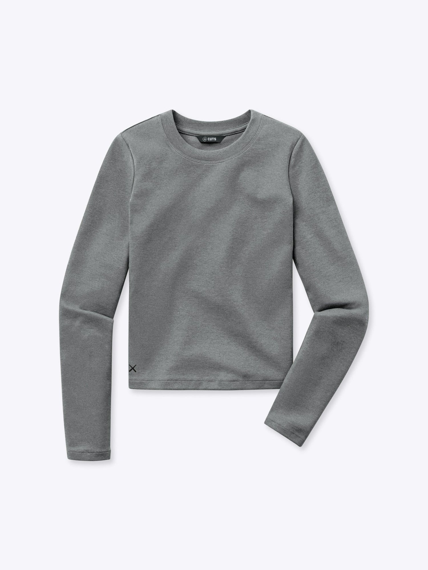 Womens | Long Sleeve Tomboy Cropped Tee - Slim-Fit Tomboy-Cotton | Heather Grey