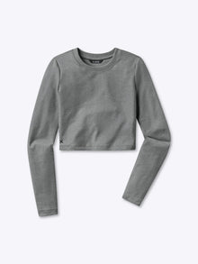 Womens | Long Sleeve Tomboy Cropped Tee - Slim-Fit Tomboy-Cotton | Heather Grey