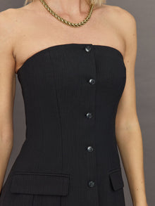 Jacqui Top | Dark Grey Pinstripe