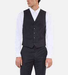 Navy Blue Wool Suit Vest Tailored Cut | Men | Red