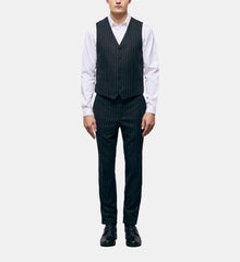 Striped Suit Vest | Men | Black x White