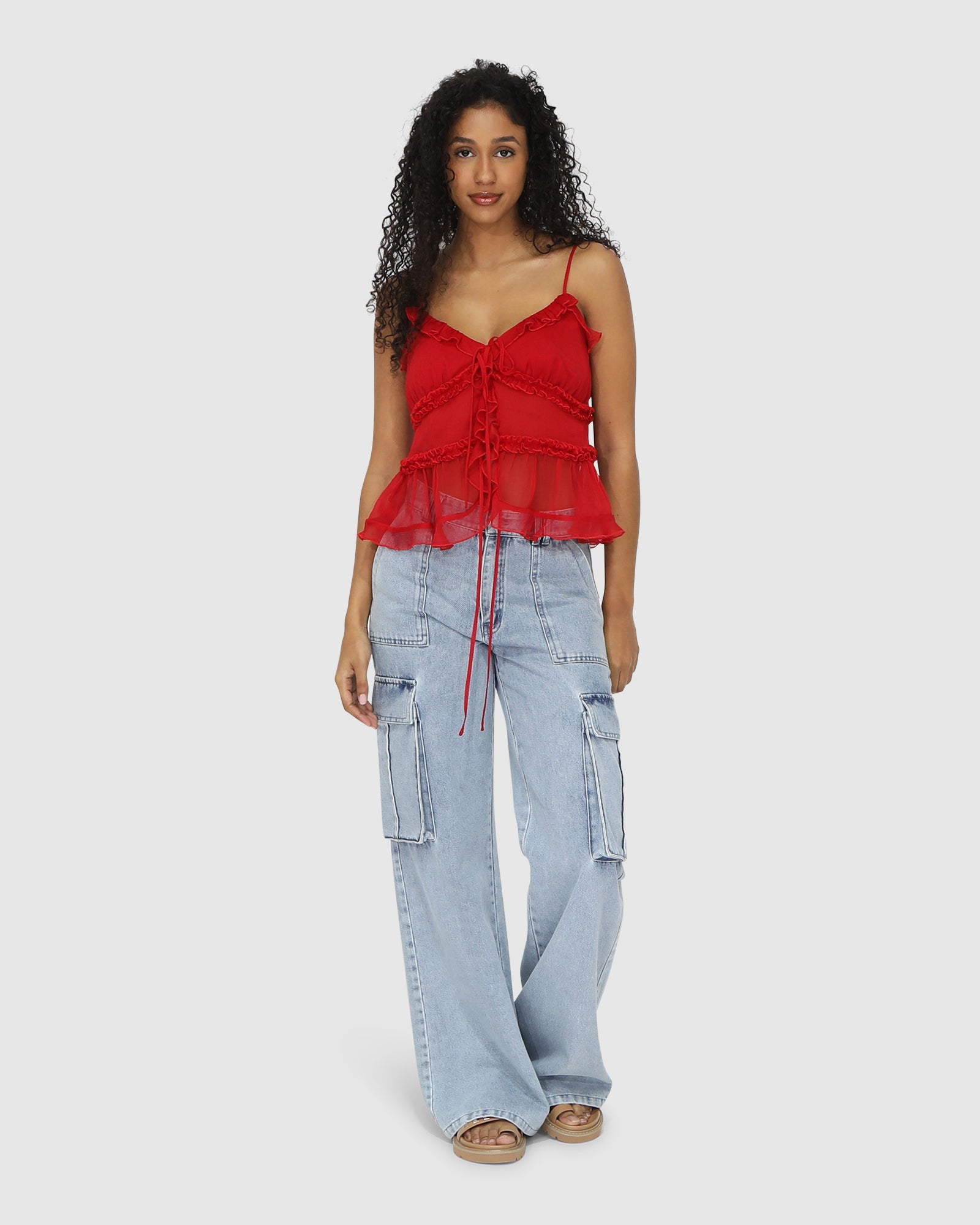 Women | Heart Of Glass Chiffon Cami | Red