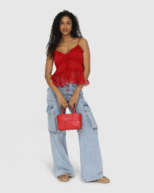 Women | Heart Of Glass Chiffon Cami | Red