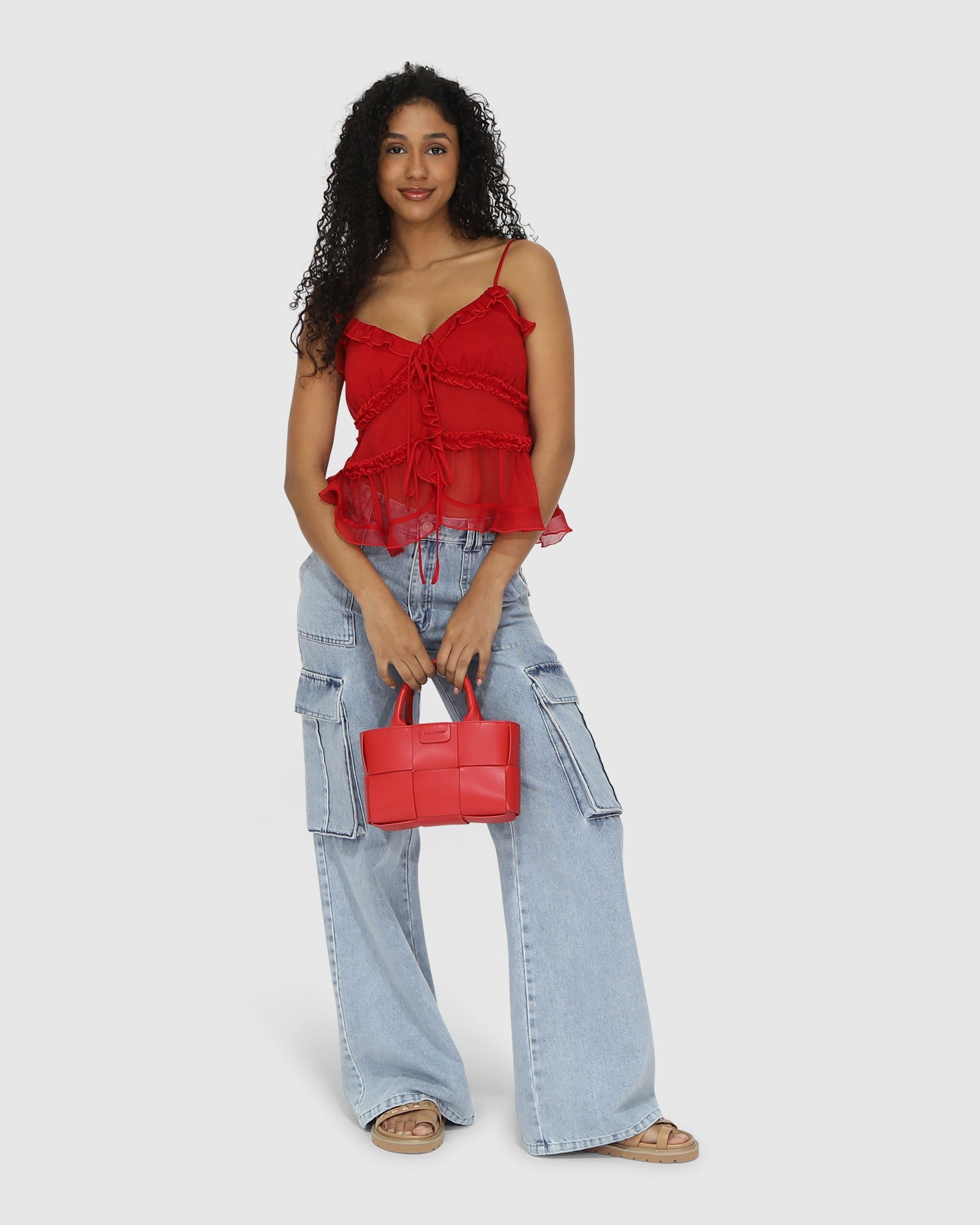 Women | Heart Of Glass Chiffon Cami | Red