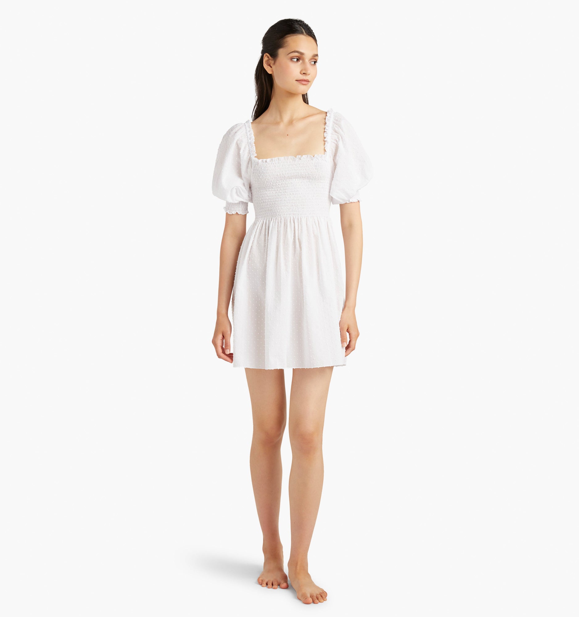 Hill House Home The Athena Nap Dress | Sheer White Swiss Dot