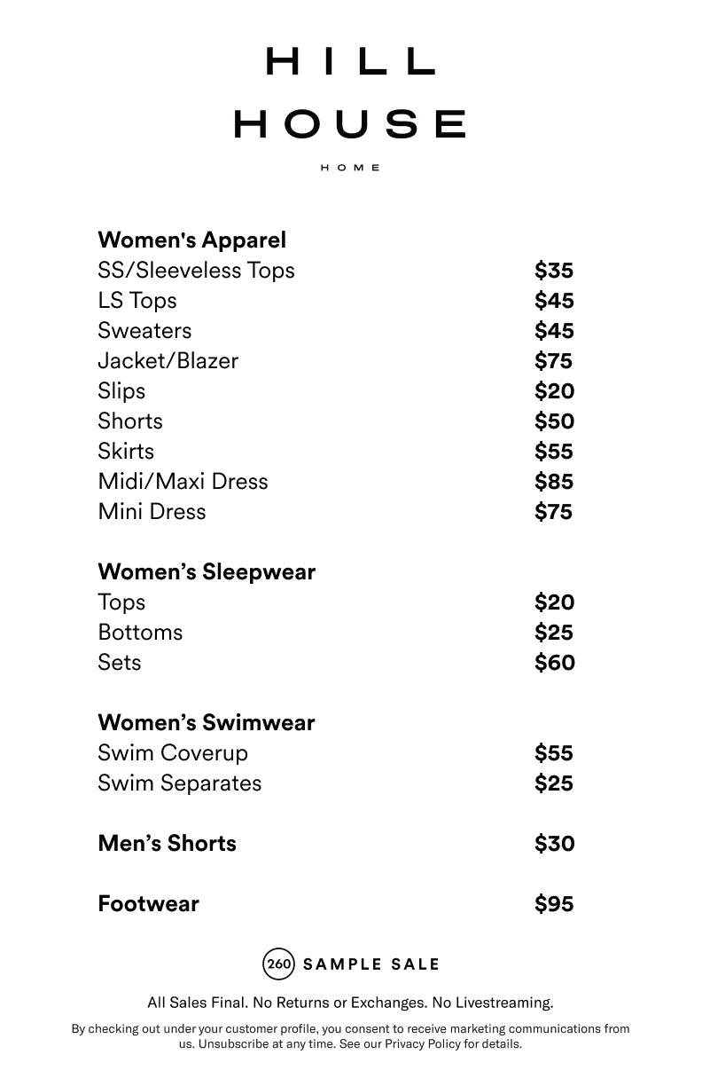 Price table