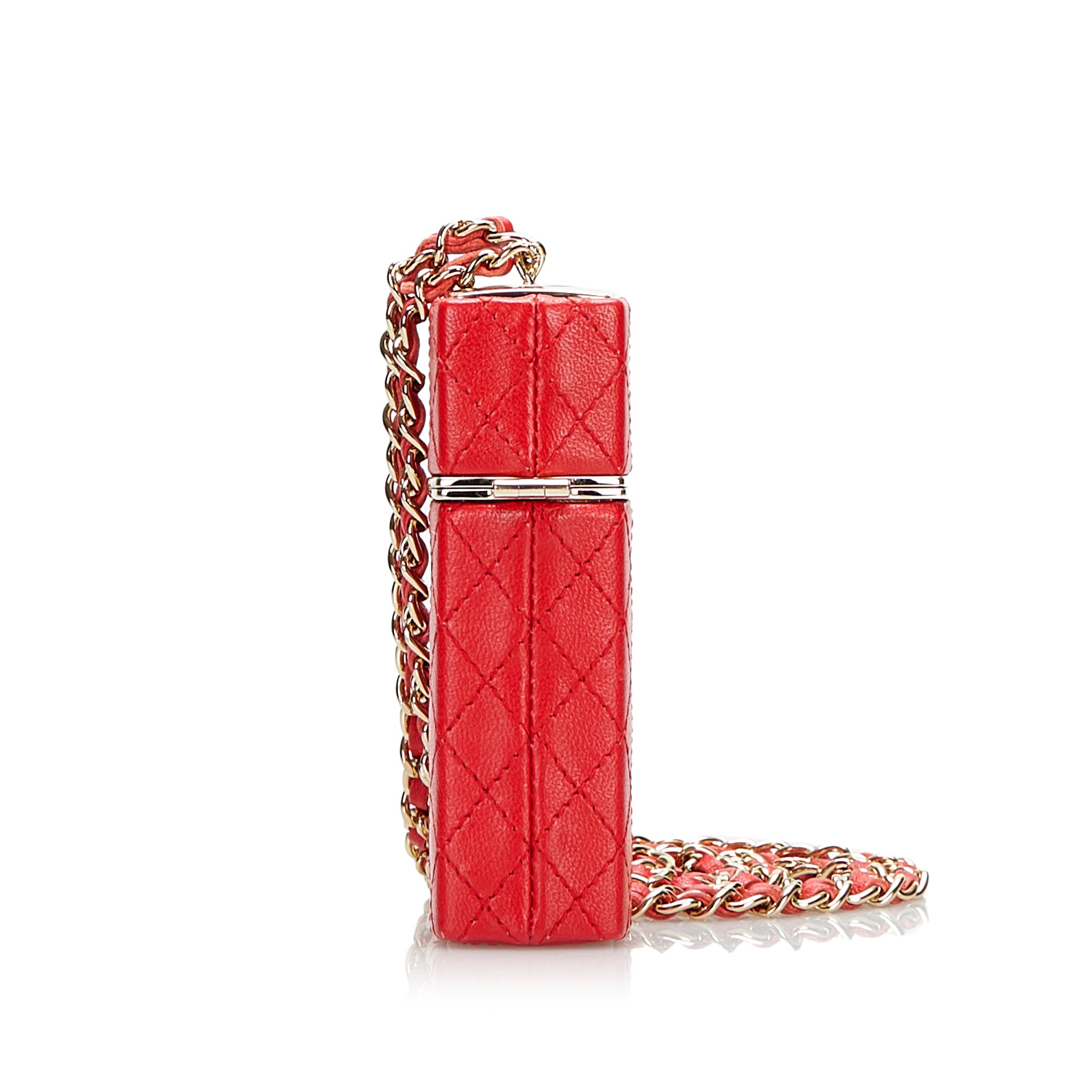 Chanel Pre-Owned CC Lambskin Squared Lipstick Case on Chain | Women | Red