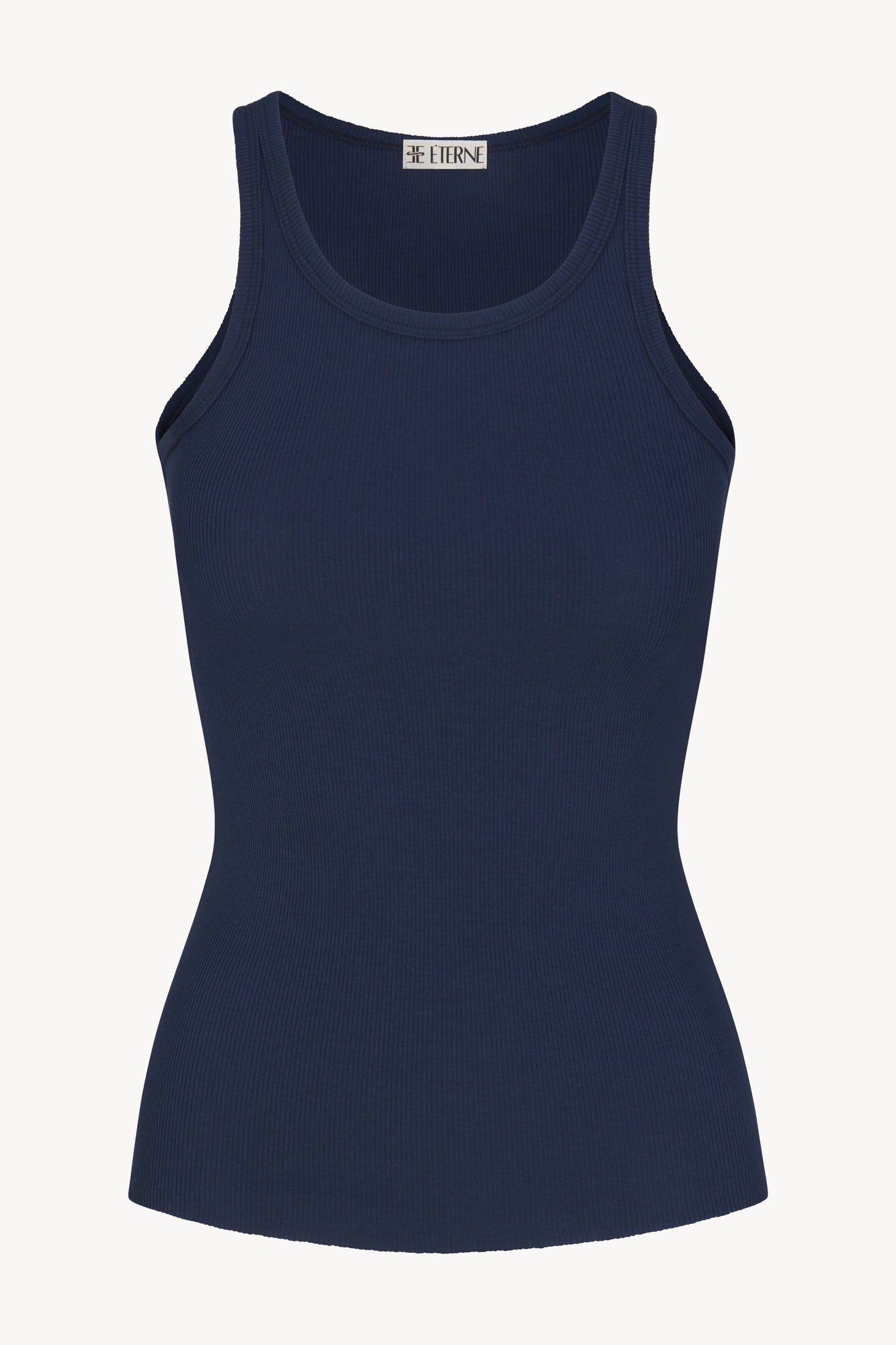 High Neck Fitted Tank | Navy