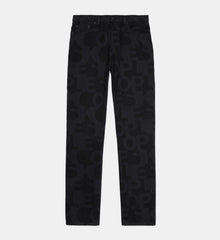 Straight-Cut Jeans With The Kooples Logo | Men | Black Washed