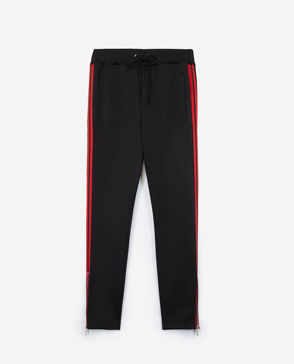 Burgundy, Technical Fabric Joggers With Contrasting Bands | Men | Black x Red