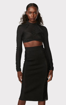 Hervé Léger X Law Roach Ribbon Embroidered Midi Skirt | Black