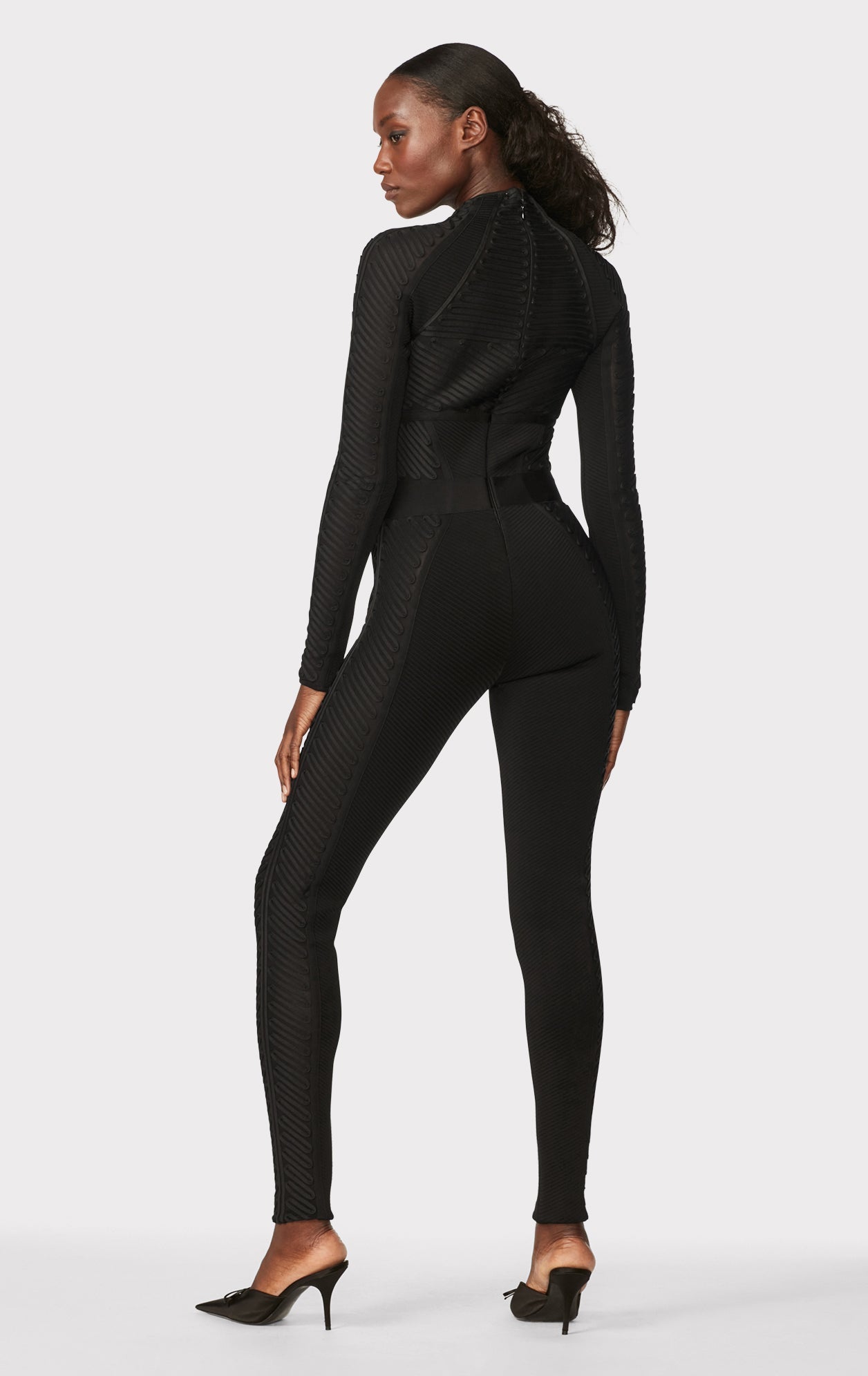 Hervé Léger X Law Roach Ribbon Embroidered Catsuit | Black