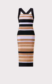 Hervé Léger X Law Roach Striped Bandage Midi Dress | Honey Multi