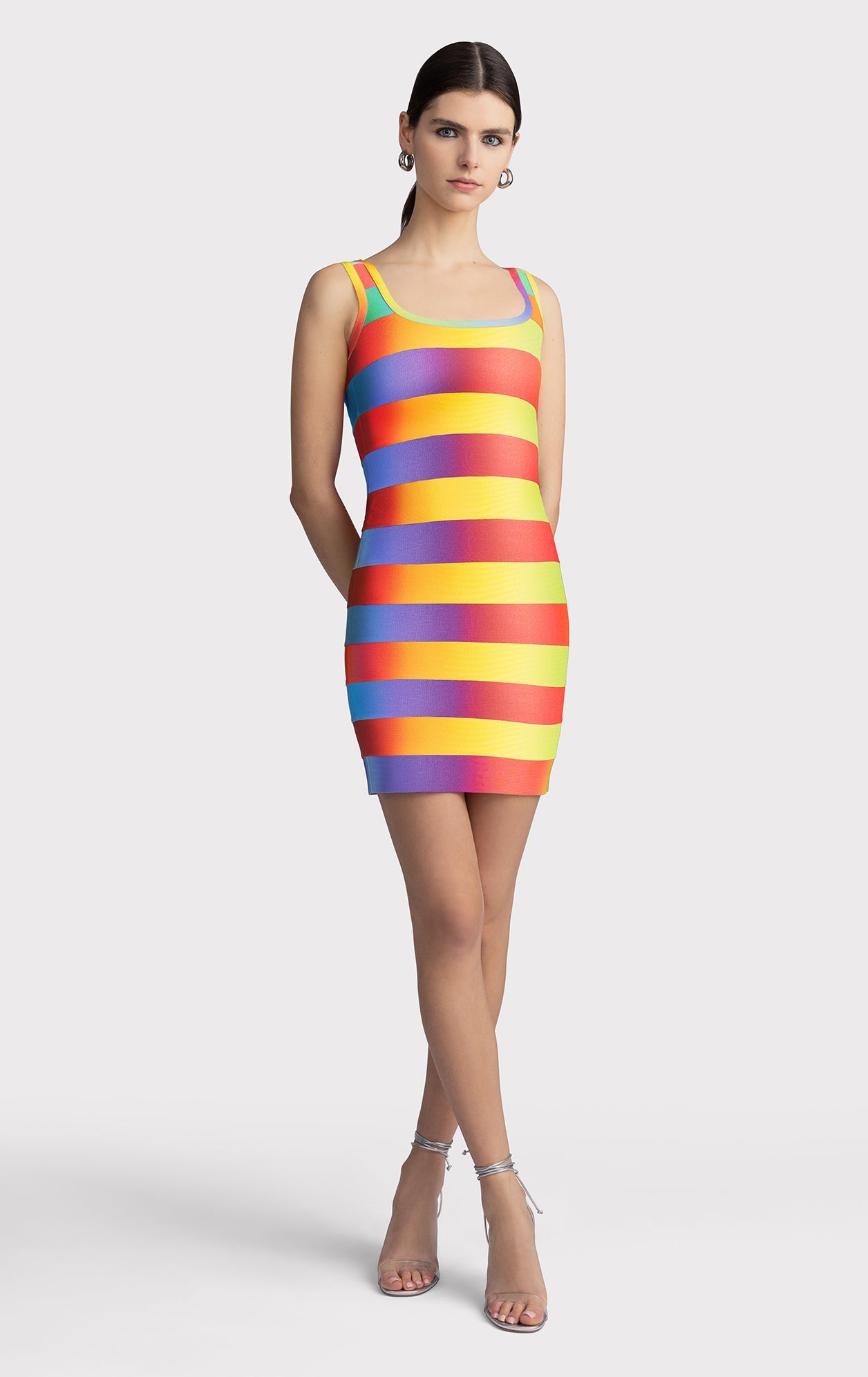 Rainbow Bandage Scoop Tank Mini Dress | Rainbow Multi