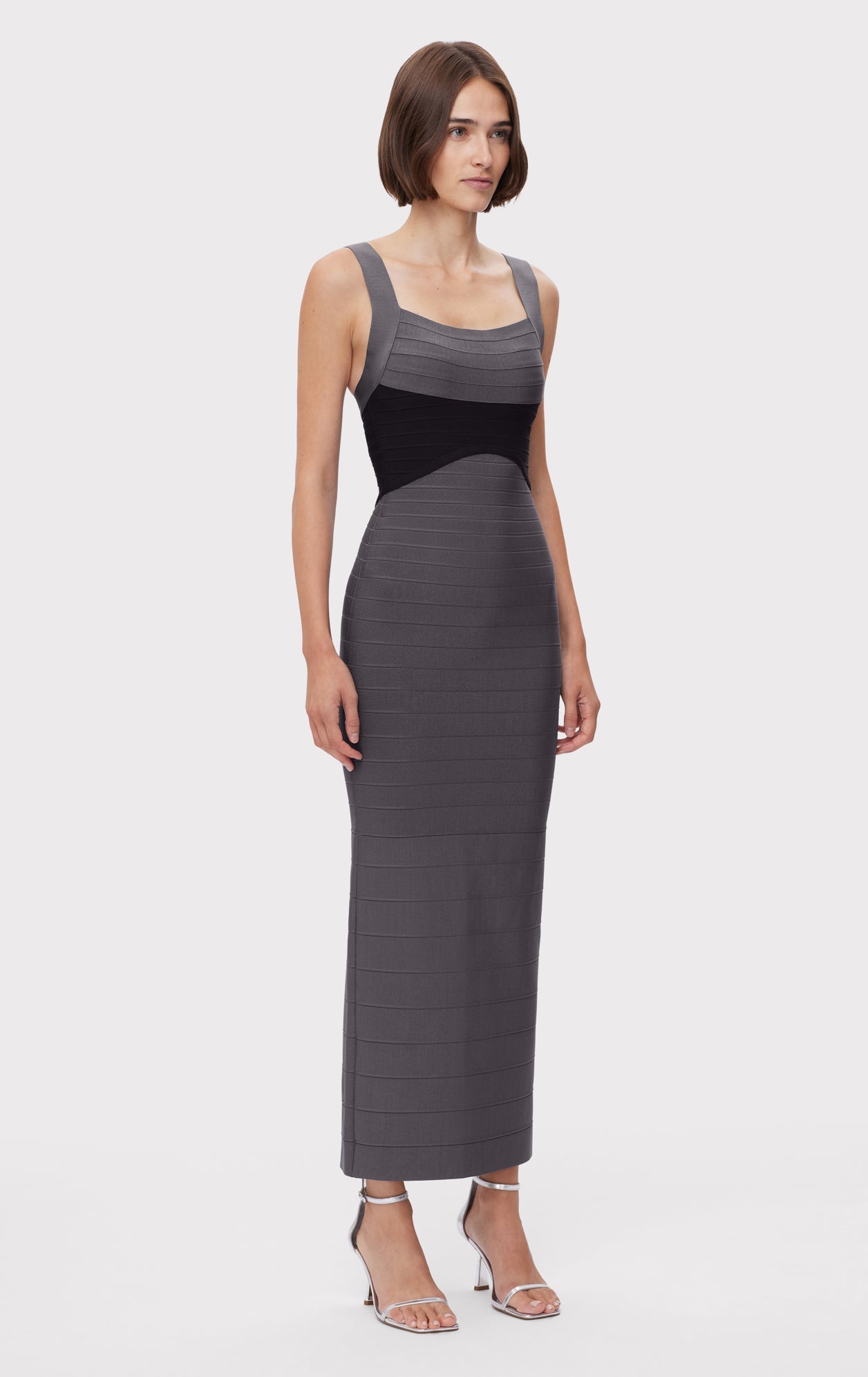 Colorblocked Bandage Gown | Iron Black