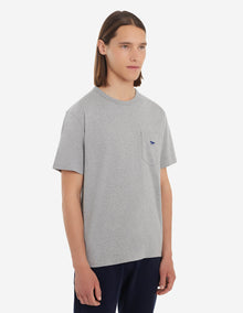Mens | Navy Fox Patch Classic Pocket Tee-Shirt | Grey Melange