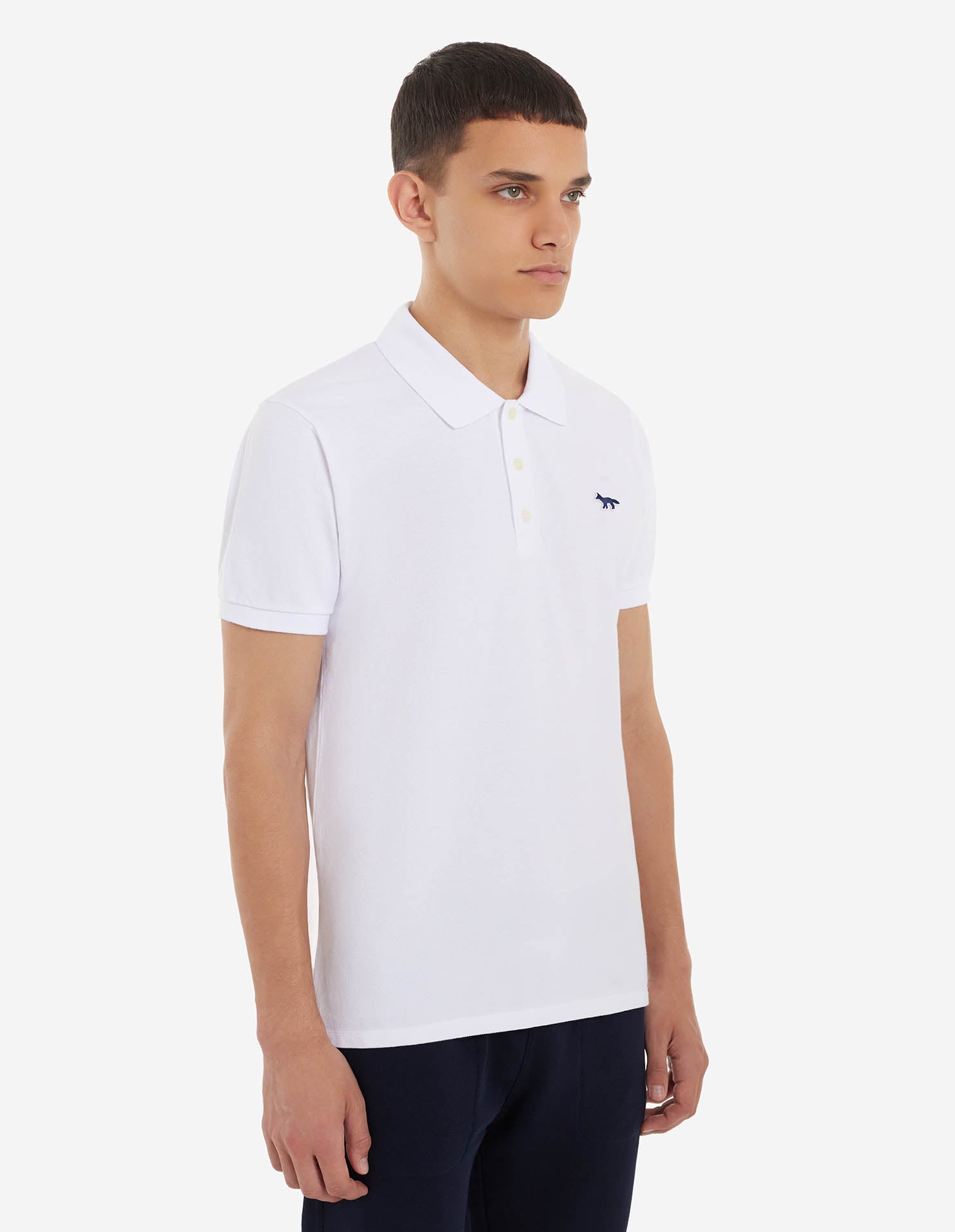 Mens | Navy Fox Patch Classic Polo | White