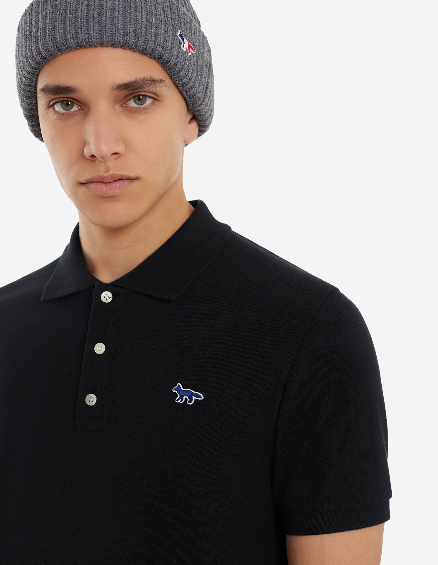 Mens | Navy Fox Patch Classic Polo | Black